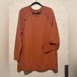 Womens Unbranded Knit Top 2X Autumn Orange Buttons Cable Design